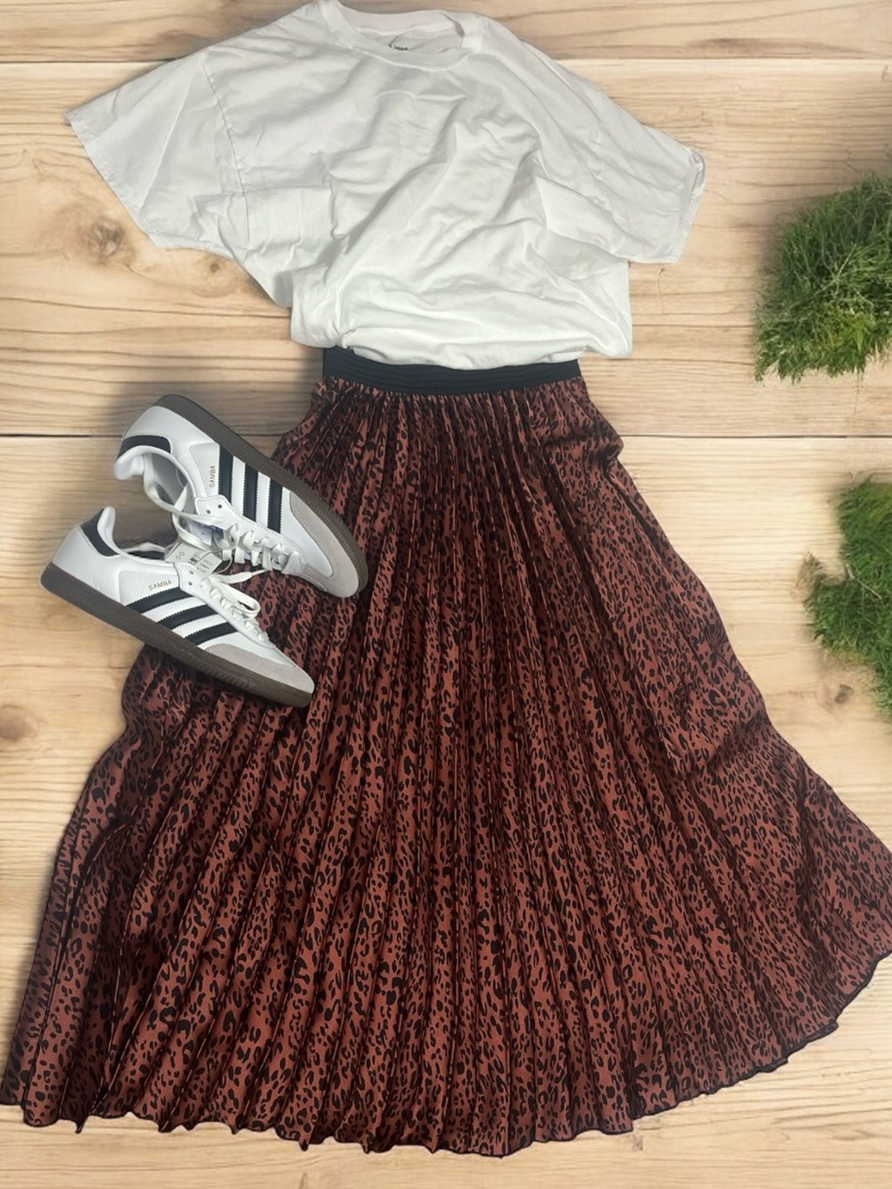 ZARA Women’s XS Pleated Midi Skirt Leopard Animal Print Brown/Black Pull-On